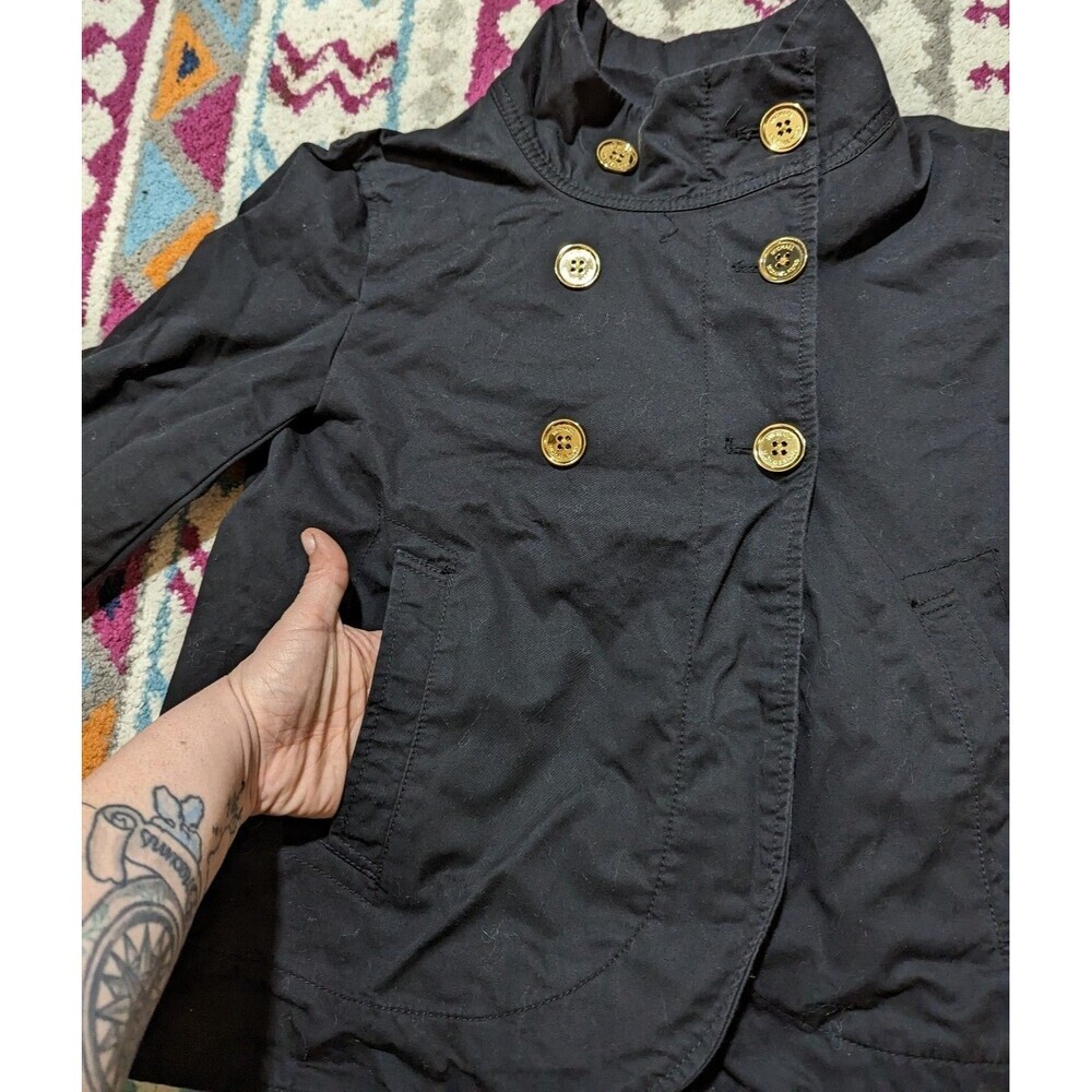 Michael‎ Kors Medium Black Peplum Jacket Blazer With Double Breasted Gold Button - Picture 3 of 6